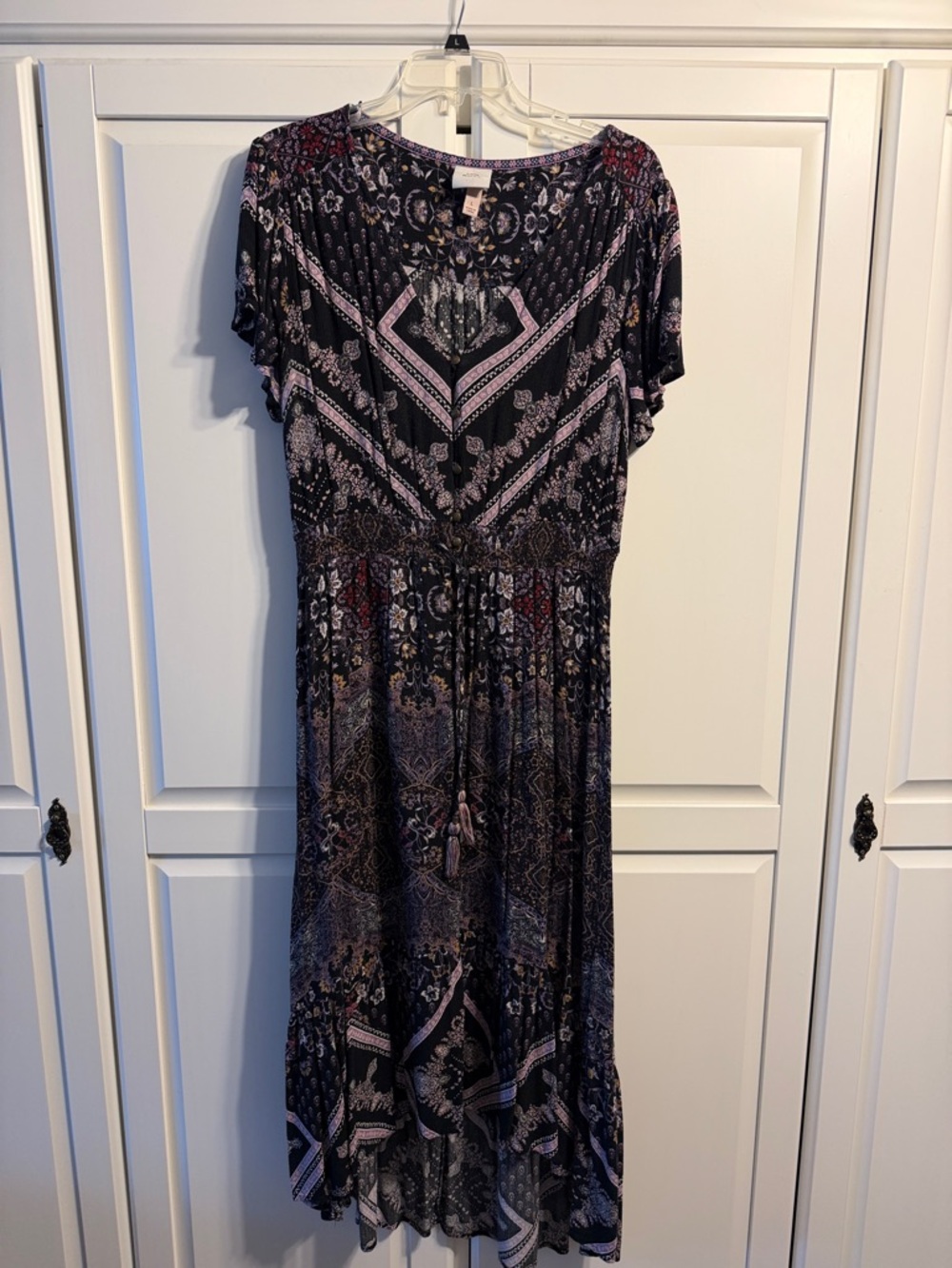Knox Rose Navy Maxi Dress with Pink Floral Pattern